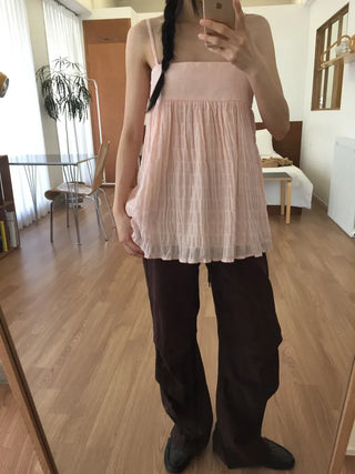 Check Wide Pants Long Length Vintage One-mile Wear Effortless Chic