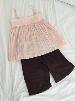 Check Wide Pants Long Length Vintage One-mile Wear Effortless Chic