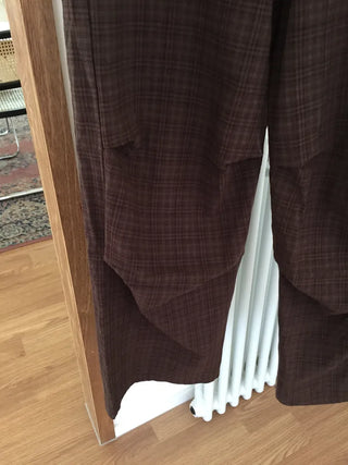 Check Wide Pants Long Length Vintage One-mile Wear Effortless Chic