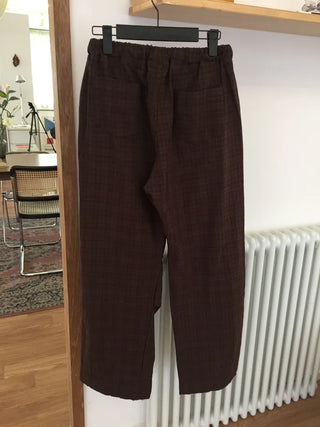 Check Wide Pants Long Length Vintage One-mile Wear Effortless Chic
