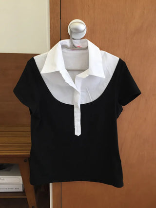 Color-block Polo Shirt Layered Slim Fit Work Look Date Look