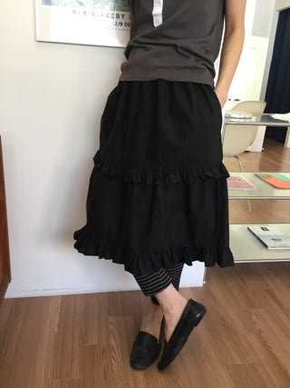 Frill Tiered Long Skirt A-Line Vintage Delicate Fit Vacation Look