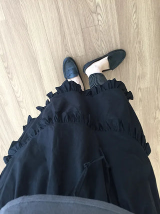 Frill Tiered Long Skirt A-Line Vintage Delicate Fit Vacation Look