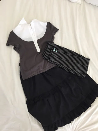 Frill Tiered Long Skirt A-Line Vintage Delicate Fit Vacation Look