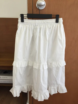 Frill Tiered Long Skirt A-Line Vintage Delicate Fit Vacation Look