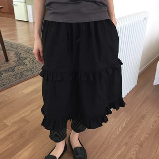 Frill Tiered Long Skirt A-Line Vintage Delicate Fit Vacation Look