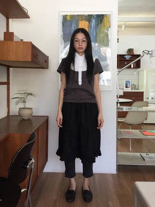 Frill Tiered Long Skirt A-Line Vintage Delicate Fit Vacation Look