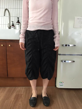 Shirred Jogger Pants, 34 Length, Hipster Street Look, One-mile Wear