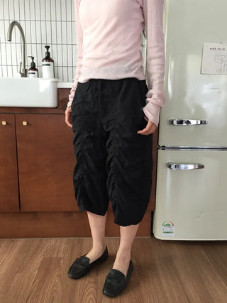 Shirred Jogger Pants, 34 Length, Hipster Street Look, One-mile Wear