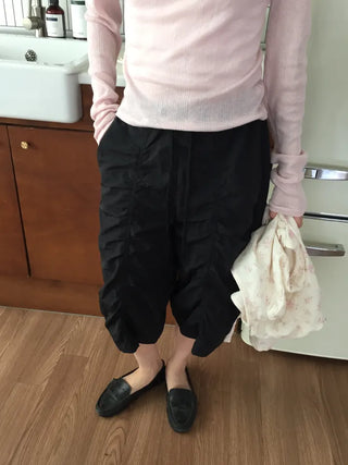 Shirred Jogger Pants, 34 Length, Hipster Street Look, One-mile Wear