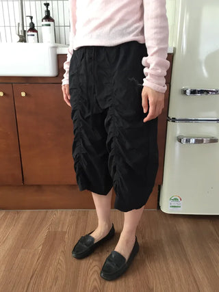 Shirred Jogger Pants, 34 Length, Hipster Street Look, One-mile Wear