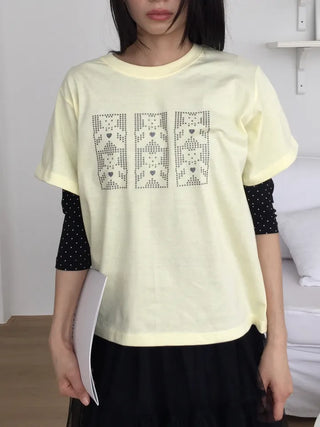 Pixel Teddy Bear Short Sleeve Tee Loose Fit Vintage Nerd Look Kitsch Daily