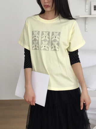 Pixel Teddy Bear Short Sleeve Tee Loose Fit Vintage Nerd Look Kitsch Daily