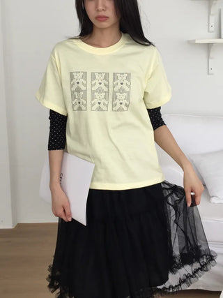 Pixel Teddy Bear Short Sleeve Tee Loose Fit Vintage Nerd Look Kitsch Daily