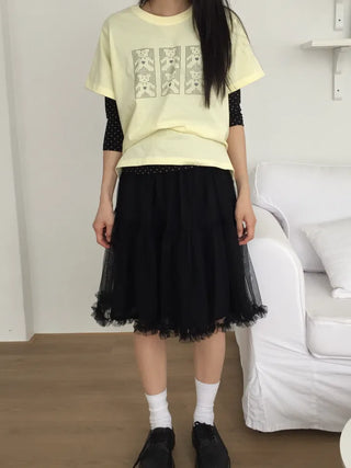 Pixel Teddy Bear Short Sleeve Tee Loose Fit Vintage Nerd Look Kitsch Daily