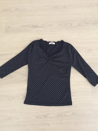 Polka Dot Lace Shirred T-shirt Delicate Fit Vintage Kitsch Look