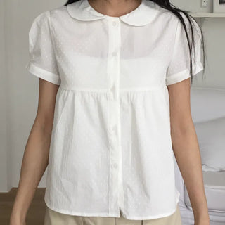 Punched Lace Collar Blouse Babydoll Fit Lovely Delicate Fit Wedding Guest Look