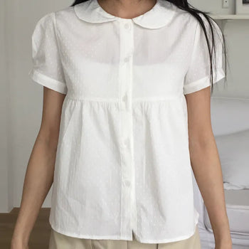 Punched Lace Collar Blouse Babydoll Fit Lovely Delicate Fit Wedding Guest Look