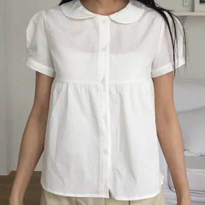 Punched Lace Collar Blouse Babydoll Fit Lovely Delicate Fit Wedding Guest Look