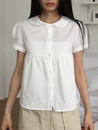 Punched Lace Collar Blouse Babydoll Fit Lovely Delicate Fit Wedding Guest Look