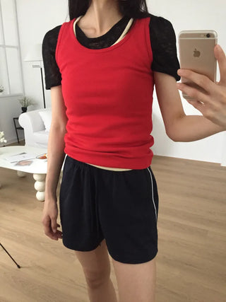 Puff Sleeve Short Sleeve T-shirt, Slim Fit, Delicate Look, Daily
