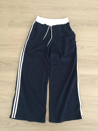 Two-Line Side Color Block Training Pants Wide Fit Hipster Street Look