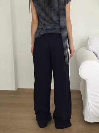 Two-Line Side Color Block Training Pants Wide Fit Hipster Street Look