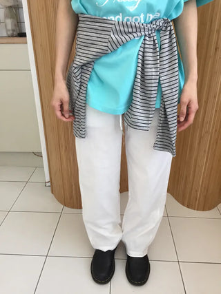 Summer Linen Wide Pants Elastic String Long Pants Delicate Fit Vacation Look Daily