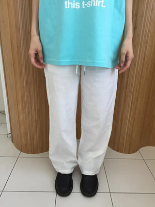 Summer Linen Wide Pants Elastic String Long Pants Delicate Fit Vacation Look Daily