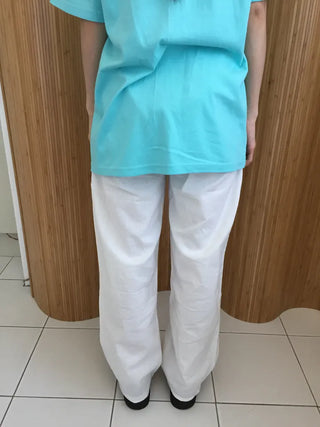 Summer Linen Wide Pants Elastic String Long Pants Delicate Fit Vacation Look Daily