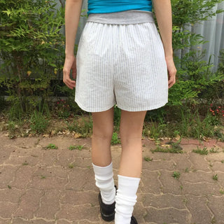 Summer Cotton Striped Elastic Shorts Shorts Homewear One-mile Wear 34 Length Pajamas
