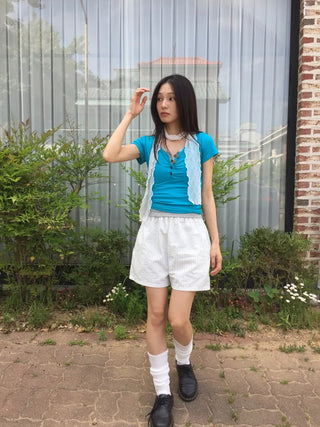 Summer Cotton Striped Elastic Shorts Shorts Homewear One-mile Wear 34 Length Pajamas