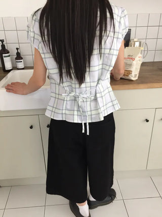Summer Cotton Bermuda Pants Wide Fit Knee-length Skirt Pants Pintuck Boyfit Daily Look