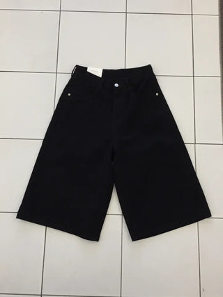 Summer Cotton Bermuda Pants Wide Fit Knee-length Skirt Pants Pintuck Boyfit Daily Look