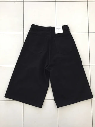 Summer Cotton Bermuda Pants Wide Fit Knee-length Skirt Pants Pintuck Boyfit Daily Look