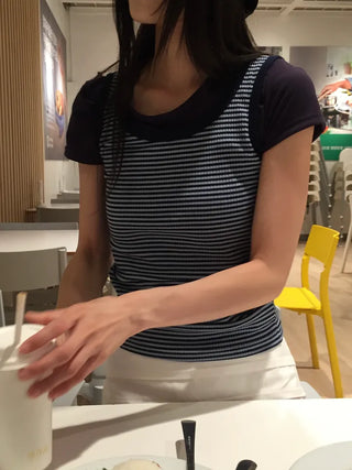 Summer Striped Layered Sleeveless Slim Fit Lovely Daily Look