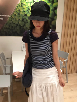 Summer Striped Layered Sleeveless Slim Fit Lovely Daily Look