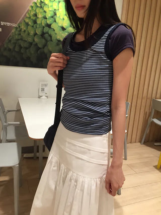 Summer Striped Layered Sleeveless Slim Fit Lovely Daily Look
