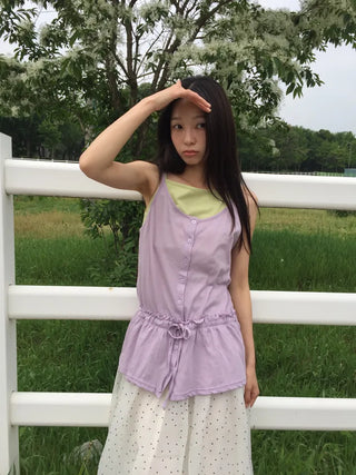 Summer Chiffon Dot Long Skirt Balloon Fit Lovely Date Look
