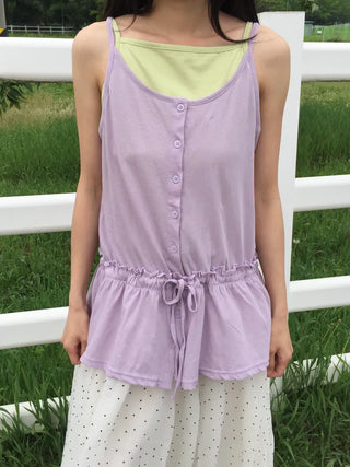 Summer Cotton Frill String Sleeveless Delicate Fit Lovely Date Look