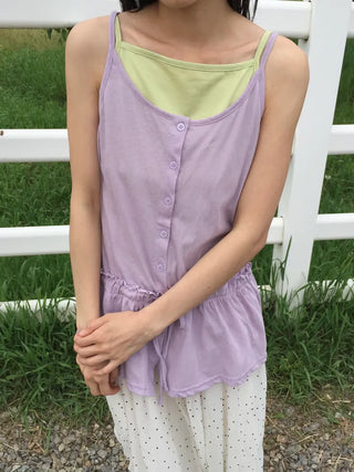 Summer Cotton Frill String Sleeveless Delicate Fit Lovely Date Look