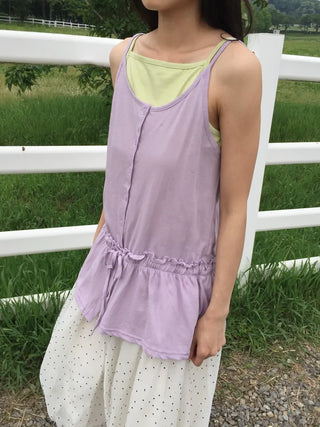 Summer Cotton Frill String Sleeveless Delicate Fit Lovely Date Look