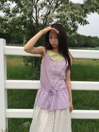 Summer Cotton Frill String Sleeveless Delicate Fit Lovely Date Look