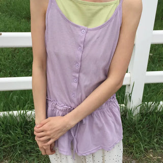 Summer Cotton Frill String Sleeveless Delicate Fit Lovely Date Look