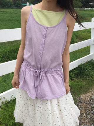 Summer Cotton Frill String Sleeveless Delicate Fit Lovely Date Look