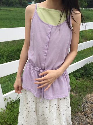 Summer Cotton Frill String Sleeveless Delicate Fit Lovely Date Look