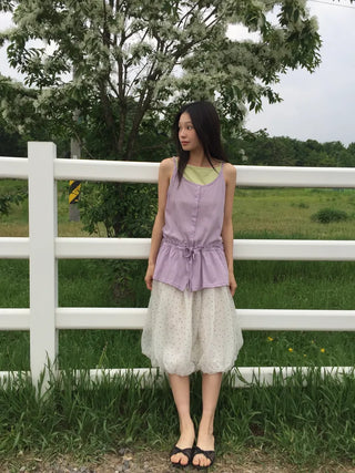 Summer Cotton Frill String Sleeveless Delicate Fit Lovely Date Look