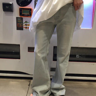 Summer All-Season Light Wash Denim Pants Long Wide Fit Y2K Daily Layered Look Jeans