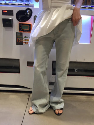 Summer All-Season Light Wash Denim Pants Long Wide Fit Y2K Daily Layered Look Jeans