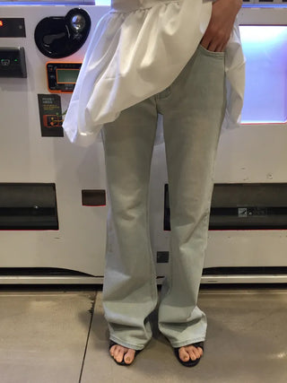 Summer All-Season Light Wash Denim Pants Long Wide Fit Y2K Daily Layered Look Jeans